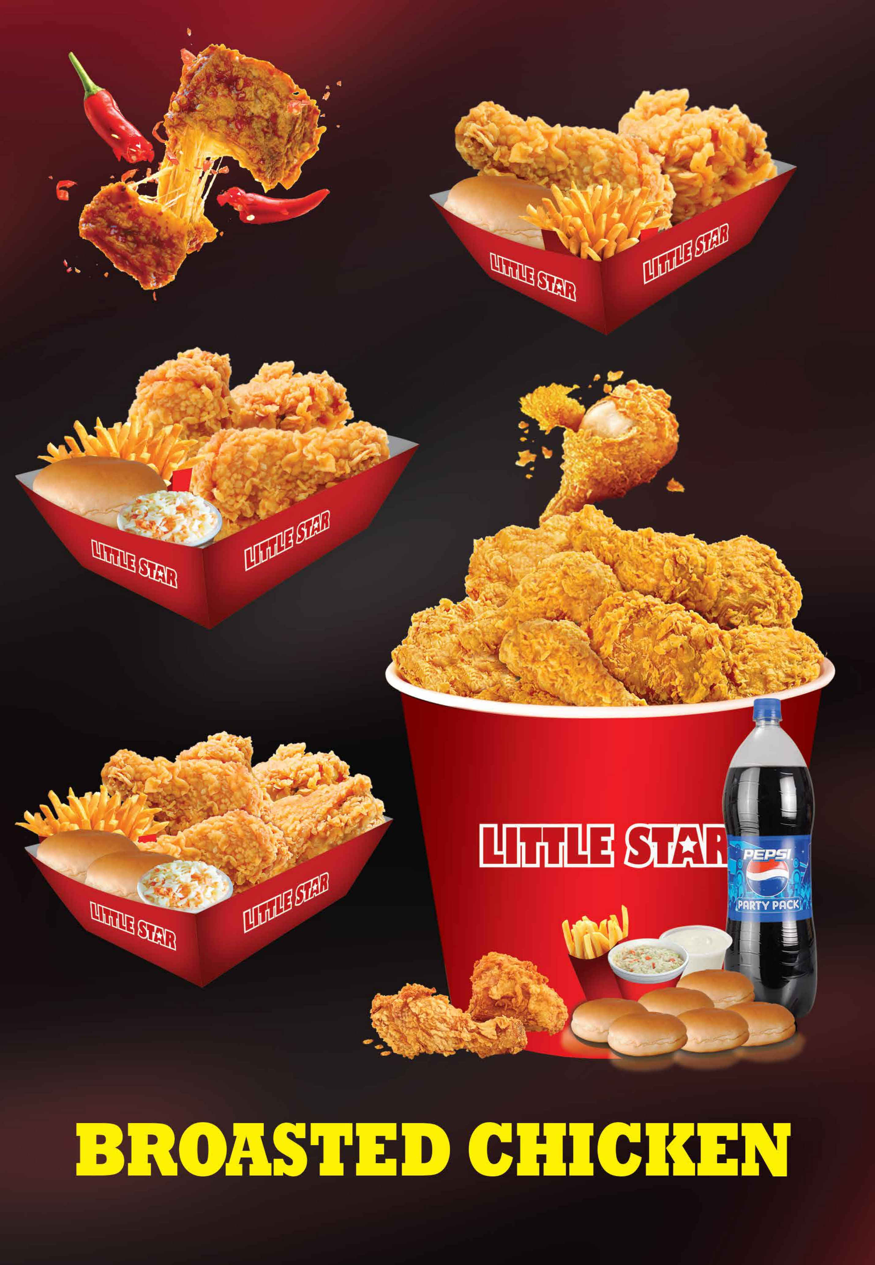 Little Star Broasted Chicken Meal Presentation
